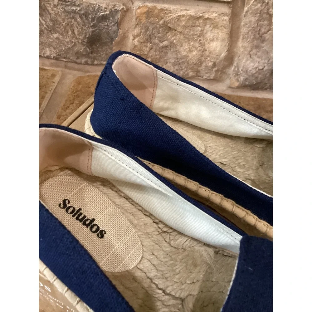 Soludos Smoking Platform Espadrilles Womens Size 7-7.5 Armada Blue Canvas New